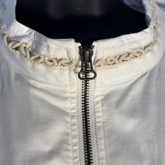 Chicos Zenergy White Zip-Up Jacket With Crochet Trim Chicos Size 2 - Picture 4 of 14